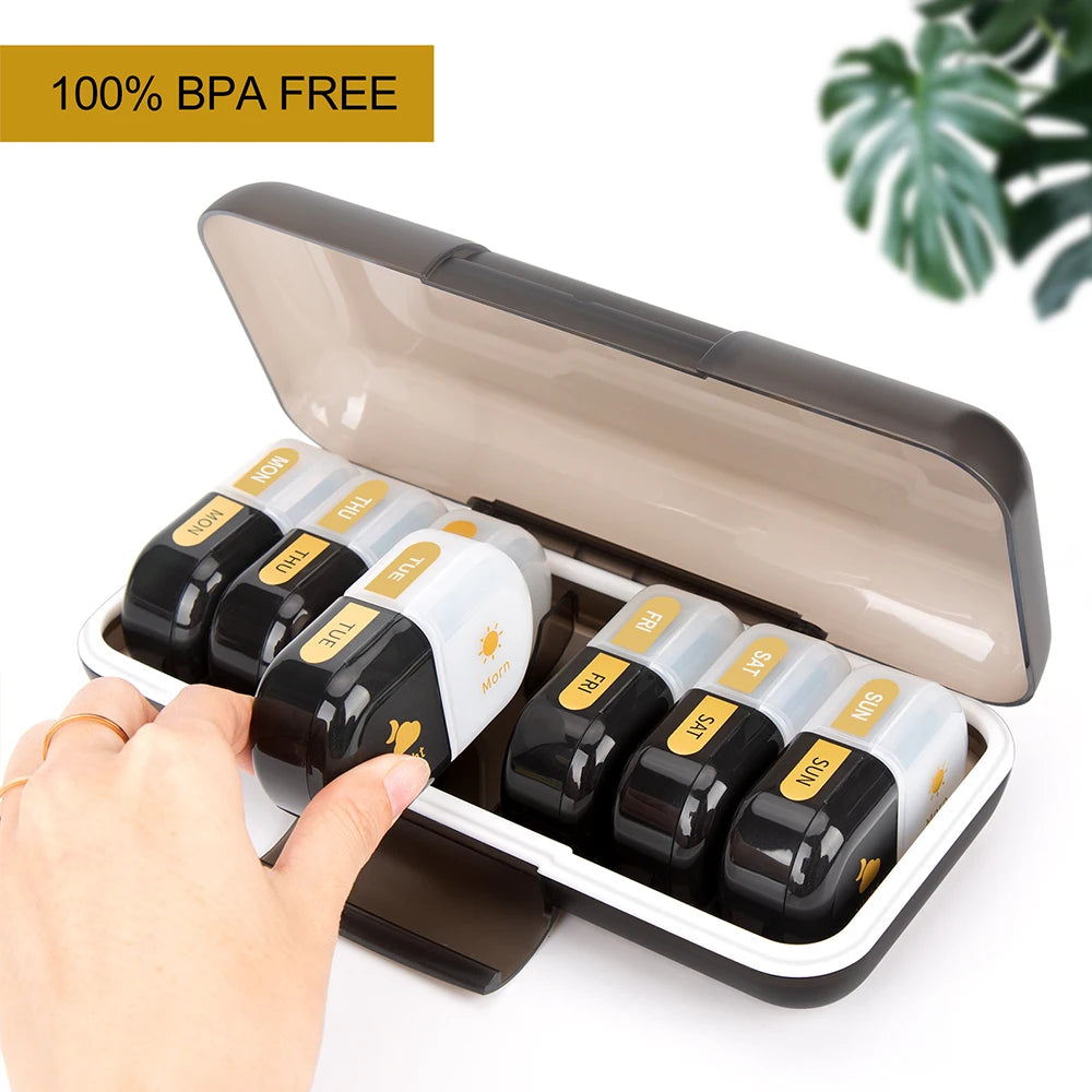 Weekly Pill Organizer AM PM – 7-Day Travel Pill Box Case Pill Organizer PLUSH