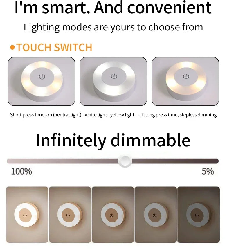 Rechargeable LED Night Light Touch Dimmable Magnetic Wall Lamp LED Night Light PLUSH