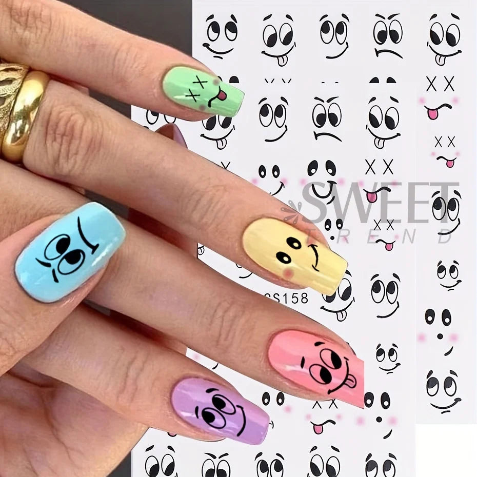 Cartoon Expression Nail Art Stickers 2pcs – DIY Decals Nail Art Stickers PLUSH