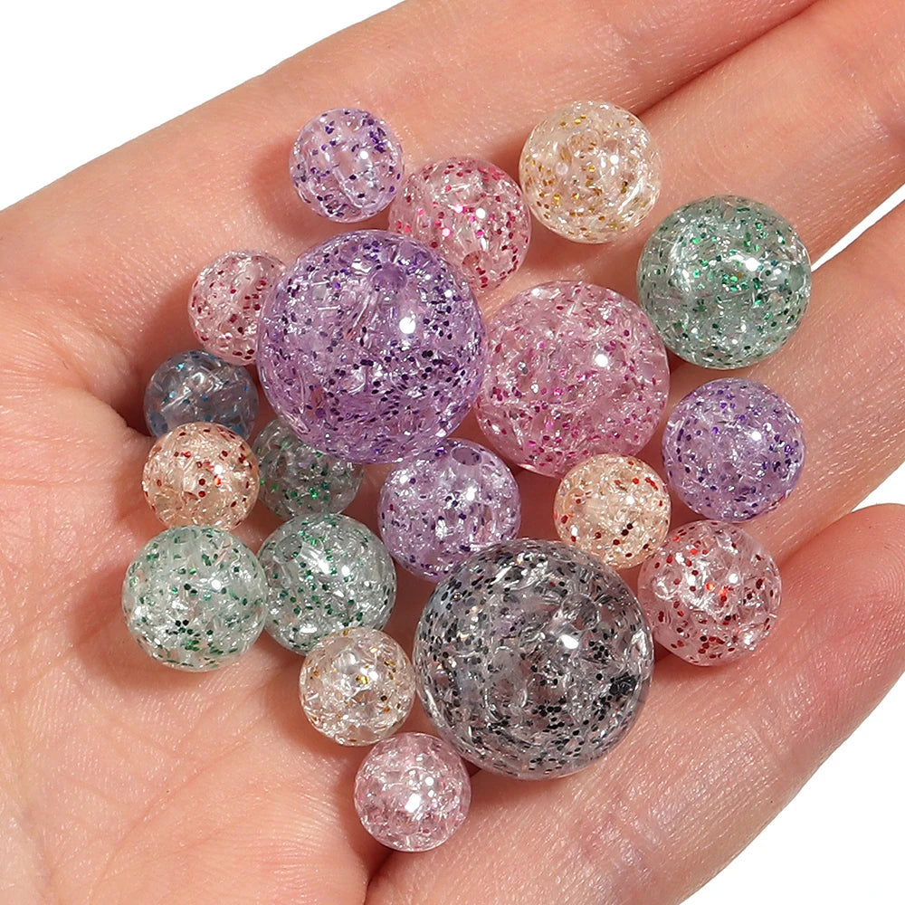 Crackle Glitter Round Acrylic Spacer Beads – Multicolor DIY Acrylic Spacer Beads PLUSH