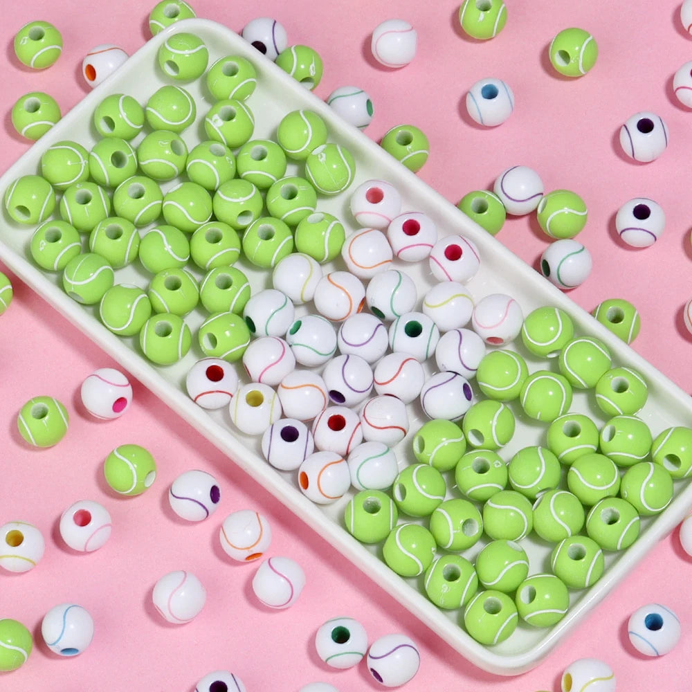 50pcs Sport Ball Acrylic Spacer Beads – DIY Jewelry Making Acrylic Spacer Beads PLUSH