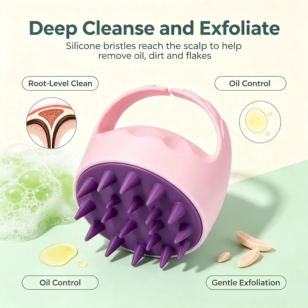 Silicone Scalp Massage Brush – Shampoo Scrubber Exfoliator Scalp Massage Brush PLUSH