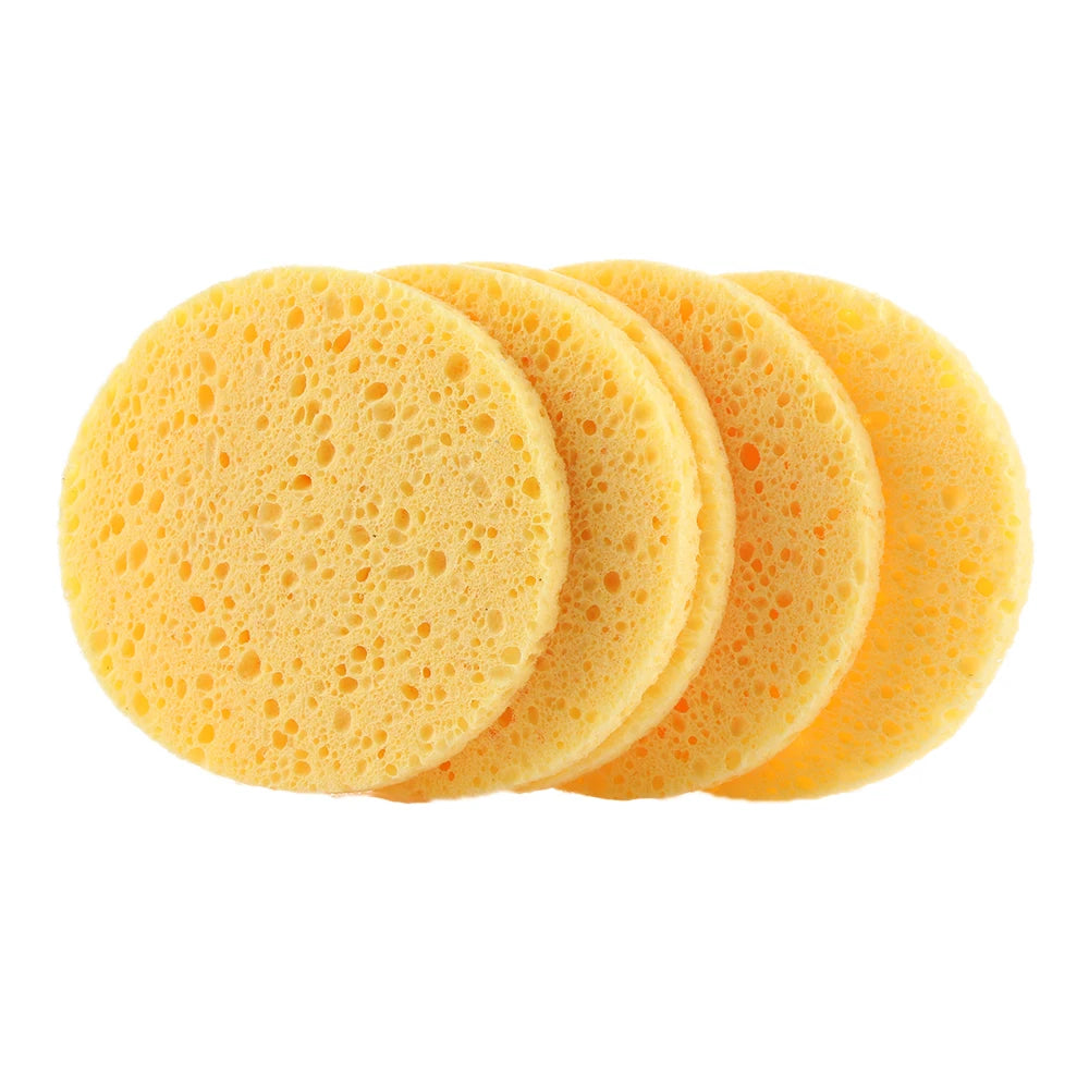 4-Pack Natural Cellulose Facial Sponge Makeup Remover Puffs 6cm Facial Cleansing Sponge PLUSH