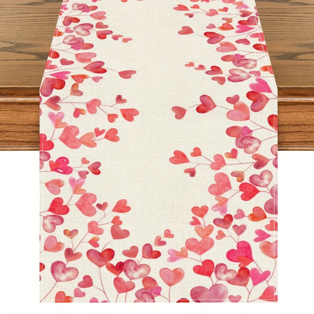 Pink Heart Cupid Valentine's Day Table Runner | 100% Polyester Holiday Table Runner PLUSH A 33X90Cm