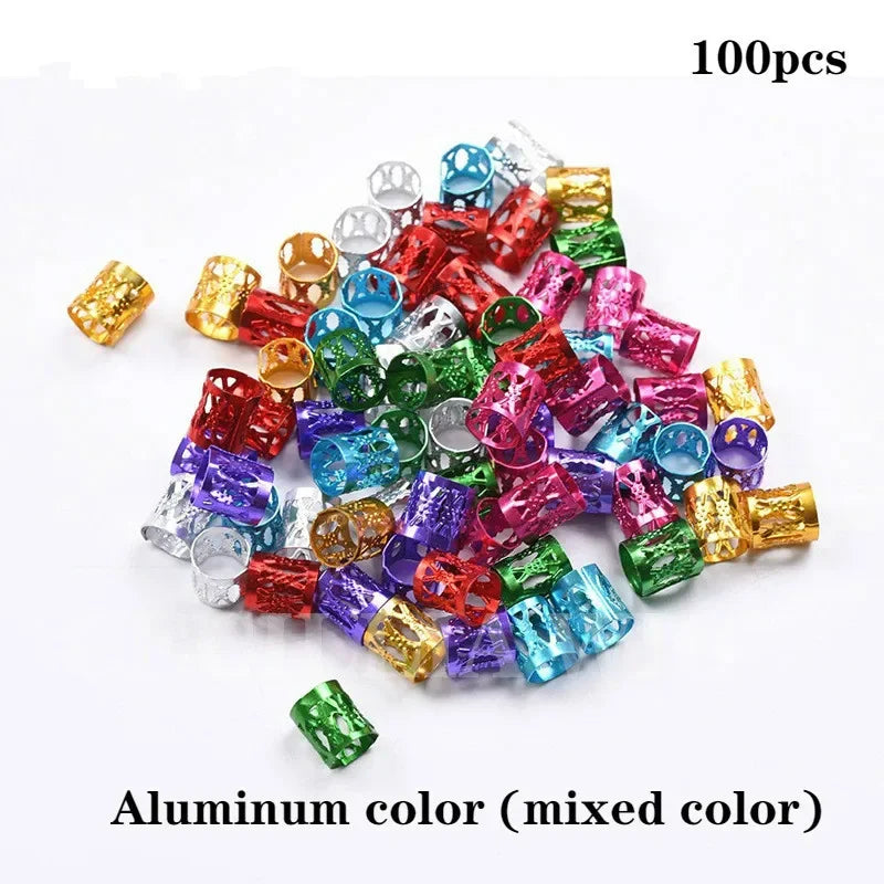 Dreadlock Beads & Braid Cuffs – 50–200pcs Micro Hair Rings Hair Braid Cuffs PLUSH 100pcs NO.4