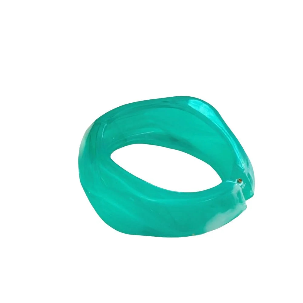 Irregular Acrylic Cuff Bangles – Colorful Vintage Open Design Acrylic Cuff Bangle PLUSH Blue