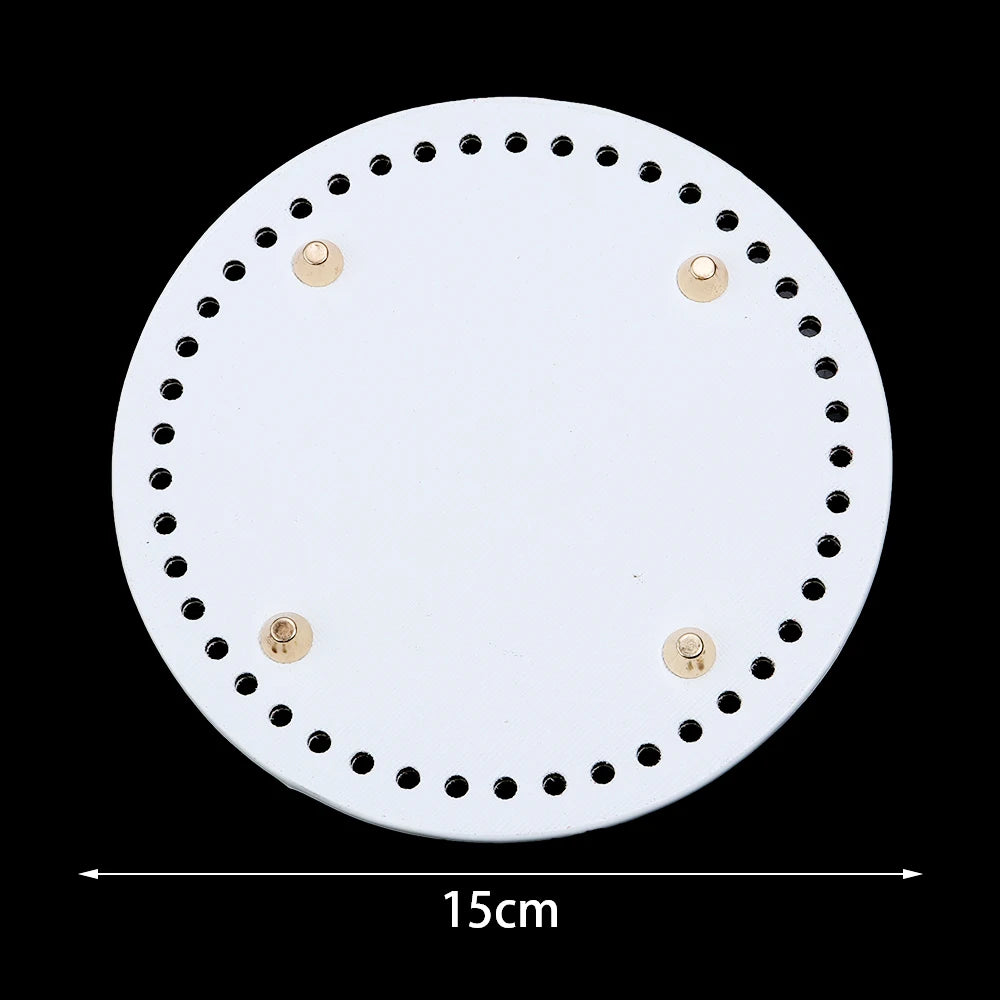 Round PU Leather Bag Base with Rivets – 12/15/18cm DIY Handbag Bag Making Base PLUSH white 15cm