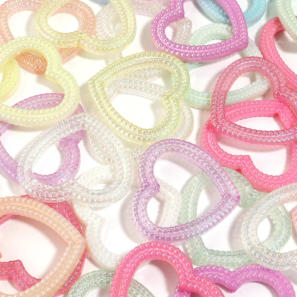 5pcs AB Color Hollow Heart Acrylic Spacer Beads – DIY Jewelry Acrylic Spacer Beads PLUSH