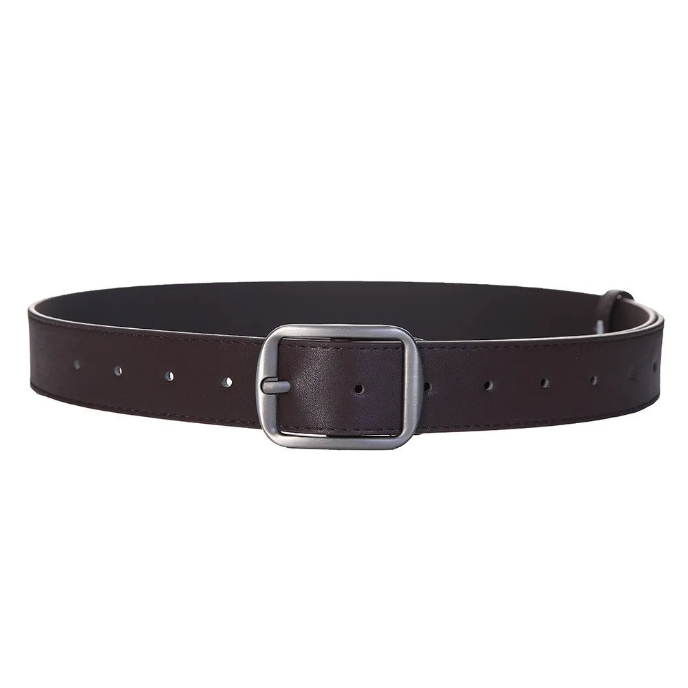 Unisex PU Leather Retro Square Buckle Belt – BF Style PU Leather Belt PLUSH Coffee