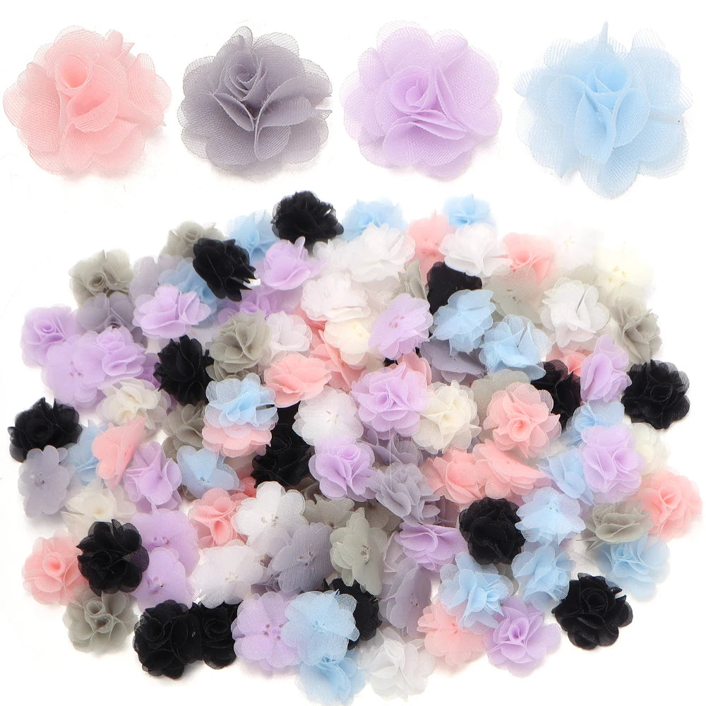 10pcs 2cm Chiffon Organza Flower Appliques – DIY Hair & Decor Fabric Flower Appliques PLUSH