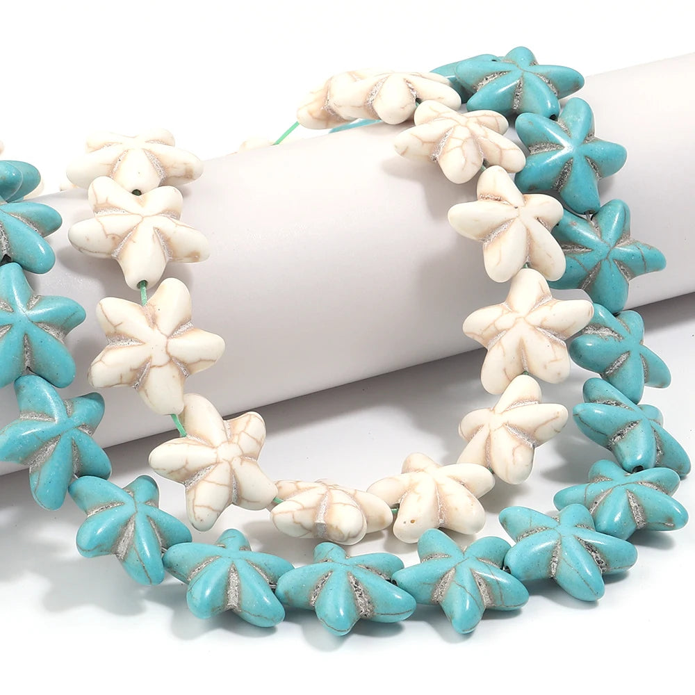Starfish Turquoise Stone Beads 1 Strand – DIY Jewelry Making Stone Spacer Beads PLUSH