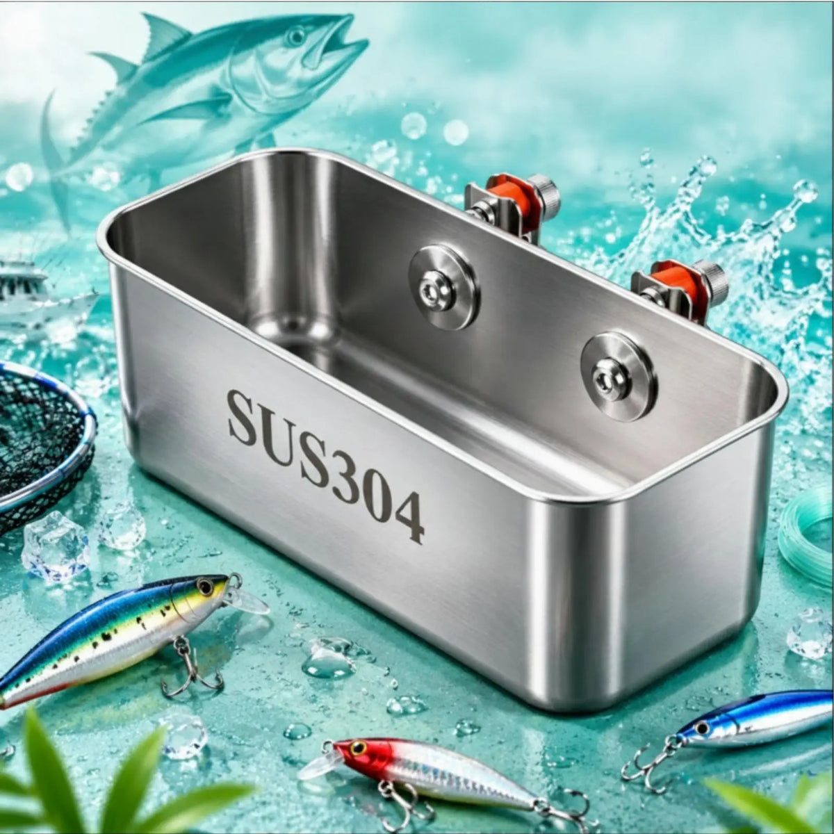 Rail Mounted Stainless Steel Fishing Box for Yacht Railing Rail Mount Fishing Box PLUSH