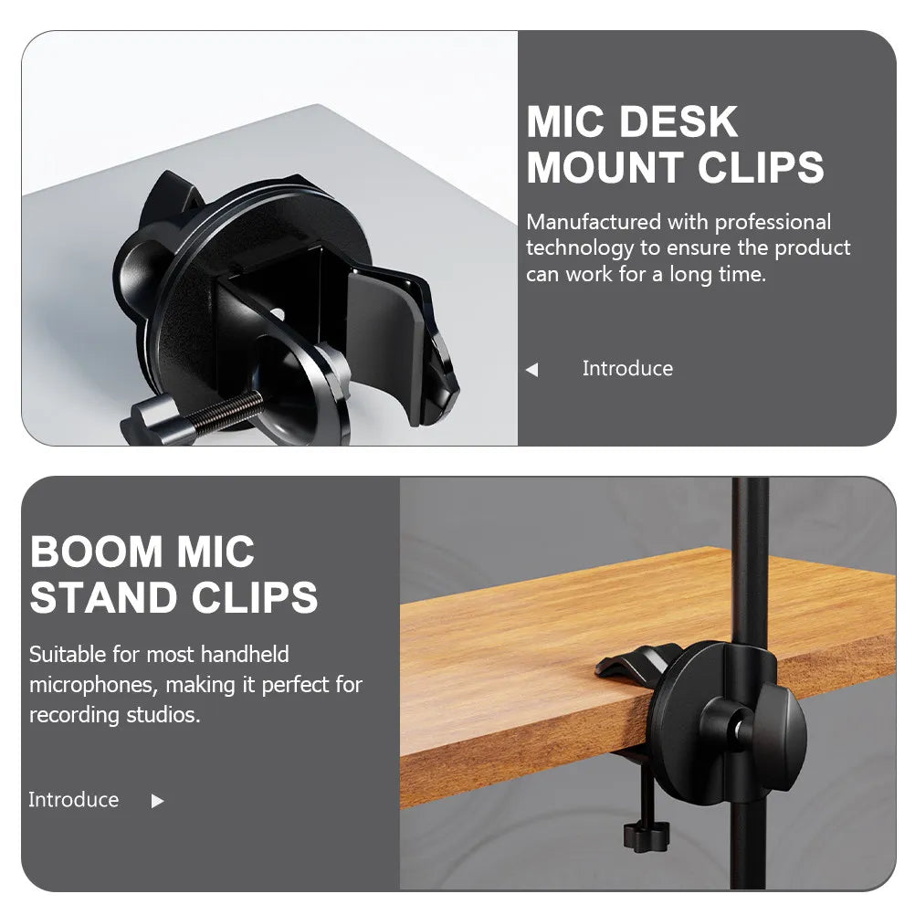 Heavy Duty Metal Mic Clamp 360° Adjustable Desk Boom Arm Mount Microphone Stand Clamp PLUSH