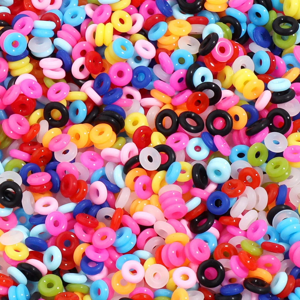 100pcs Multicolor Silicone Stopper O-Rings DIY Jewelry Spacers Jewelry Findings PLUSH