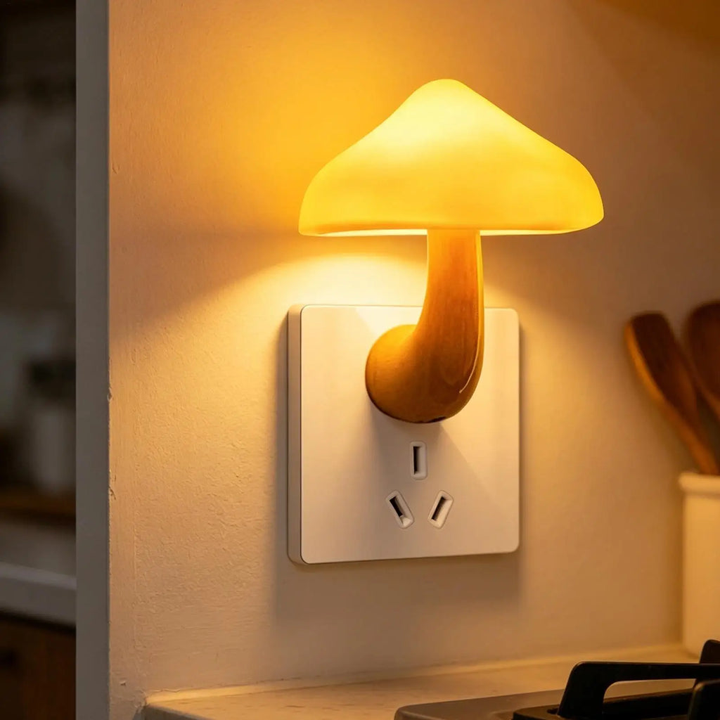 LED Mushroom Night Light – Auto Dusk-to-Dawn Sensor Plug-In LED Night Light PLUSH