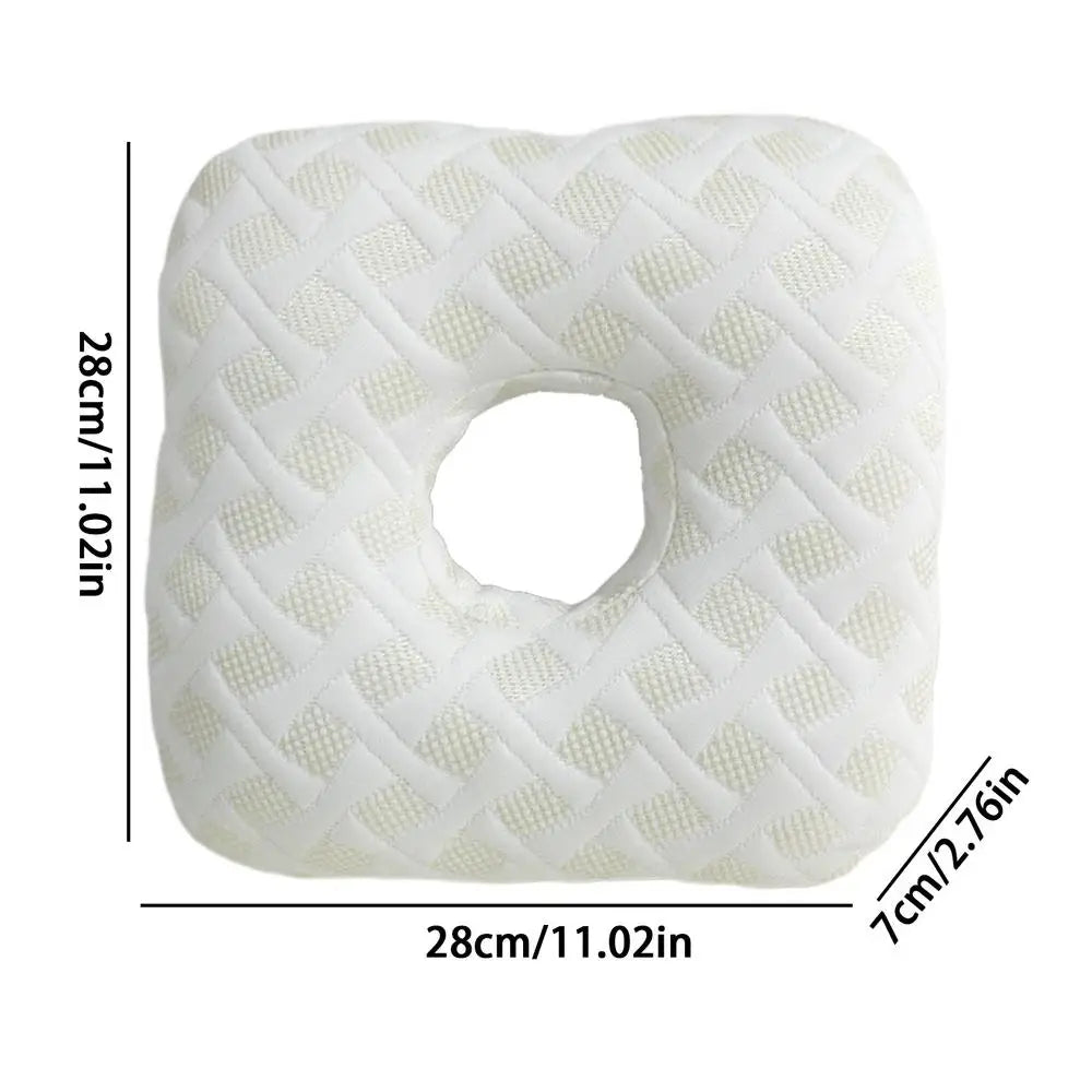 Memory Foam Ear Hole Pillow for Side Sleepers – Portable Memory Foam Pillow PLUSH White