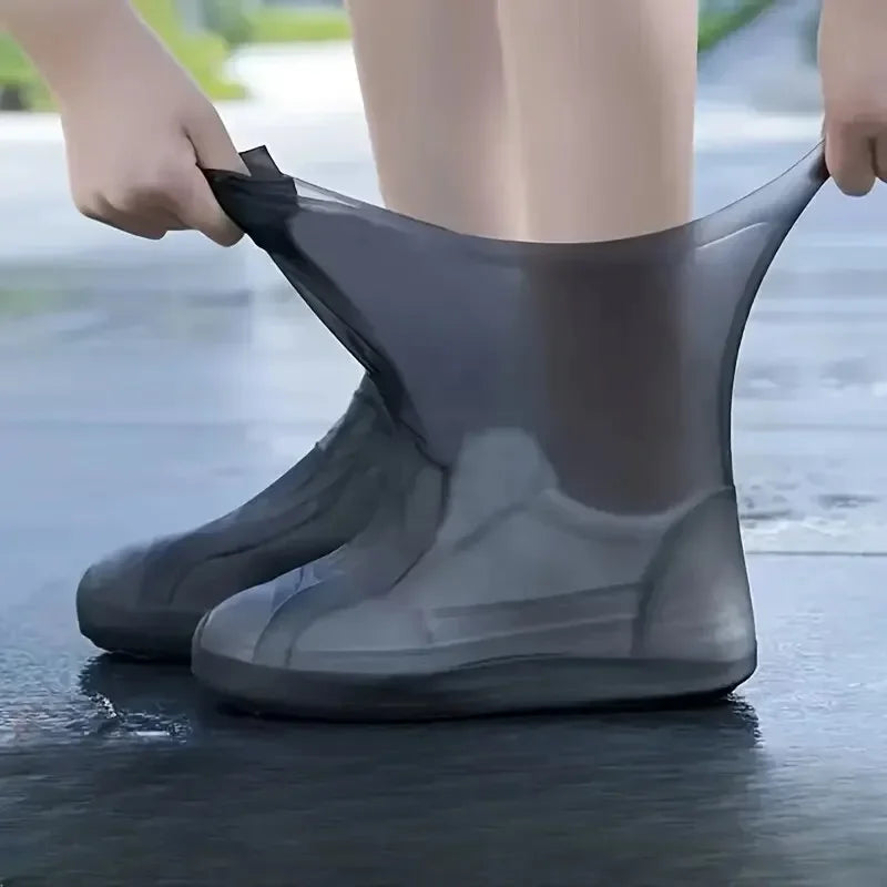 Silicone Waterproof Shoe Covers – Non-Slip Reusable Rain Overshoes Rain Shoe Covers PLUSH Black M 34-39
