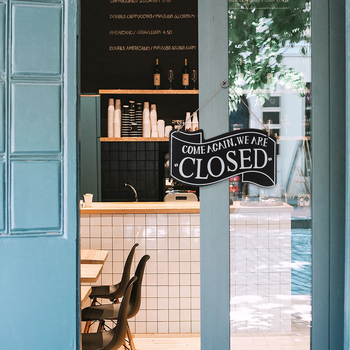 Rustic Wooden Double-Sided Open Closed Door Hanging Sign Door Hanging Sign PLUSH
