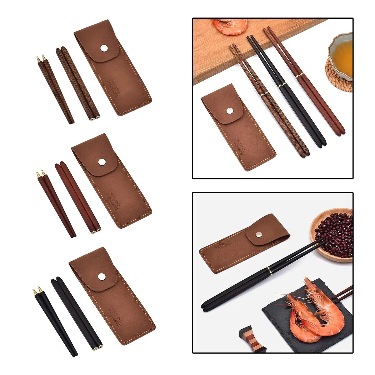 Wooden Travel Chopsticks Detachable Reusable with Pouch Travel Chopsticks PLUSH