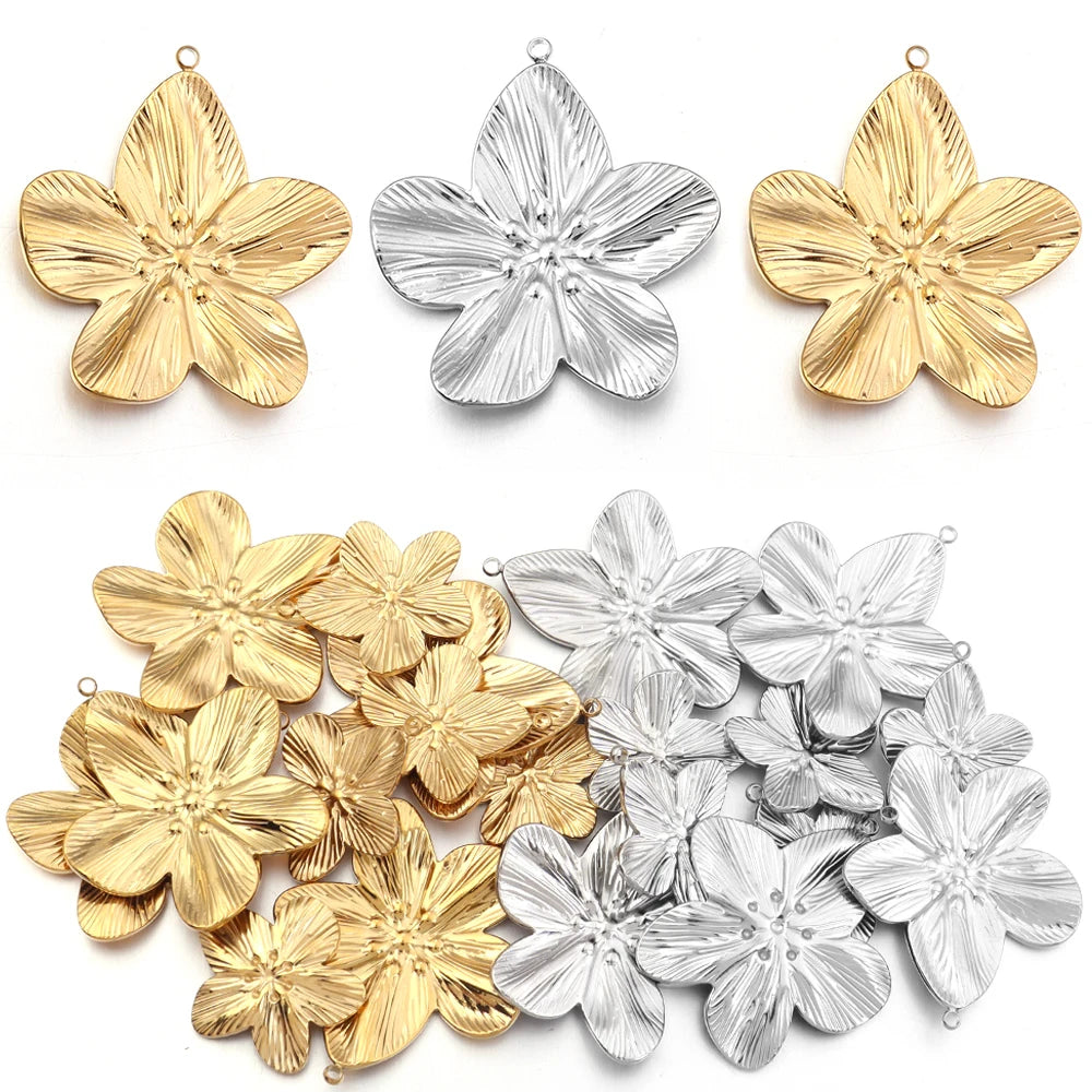 2pcs Stainless Steel Flower Charms for DIY Jewelry Making Jewelry Making Charms PLUSH
