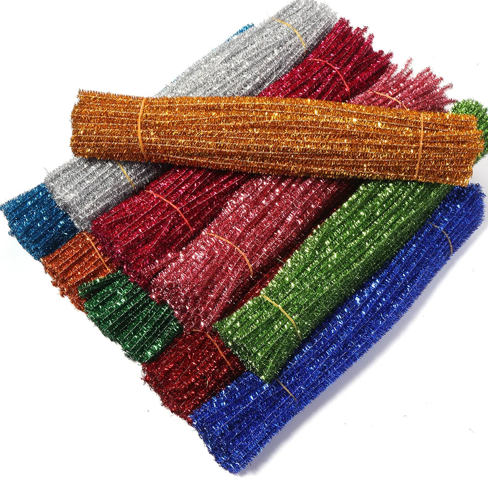 100pcs Glitter Chenille Pipe Cleaners – Colorful DIY Craft Stems Craft Pipe Cleaners PLUSH