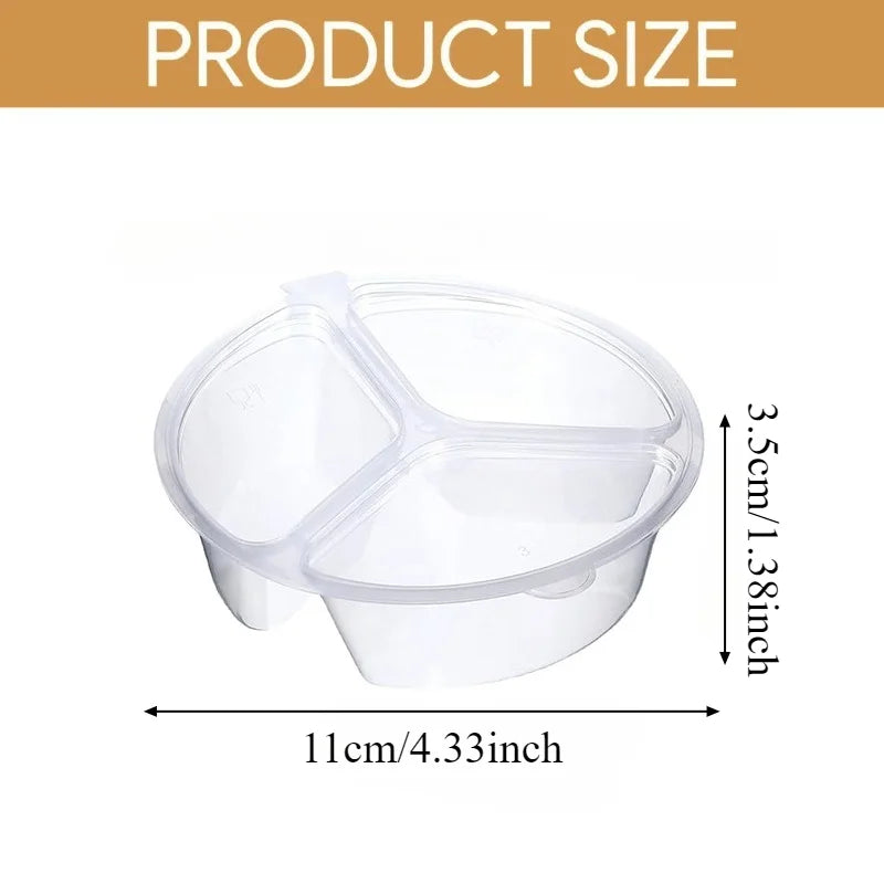 3-Compartment Snack Box with Lid | Clear Portable Food Container Food Storage Container PLUSH