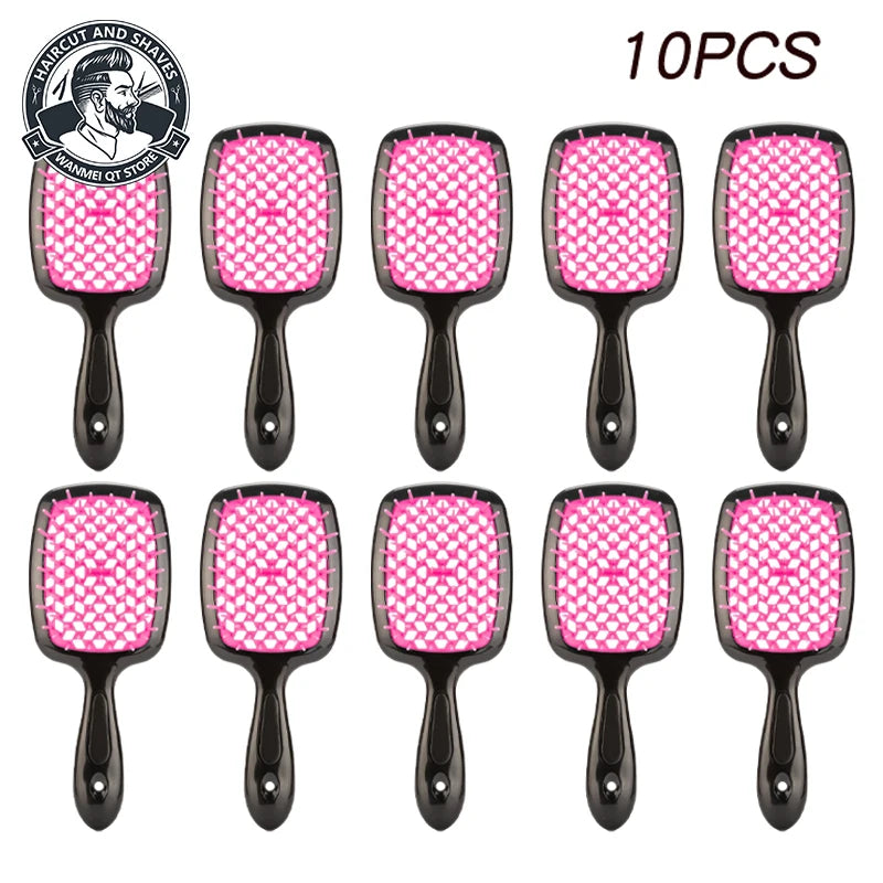 10/20pcs Hollow Out Detangling Hair Comb – Elastic Bristles Detangling Hair Comb PLUSH