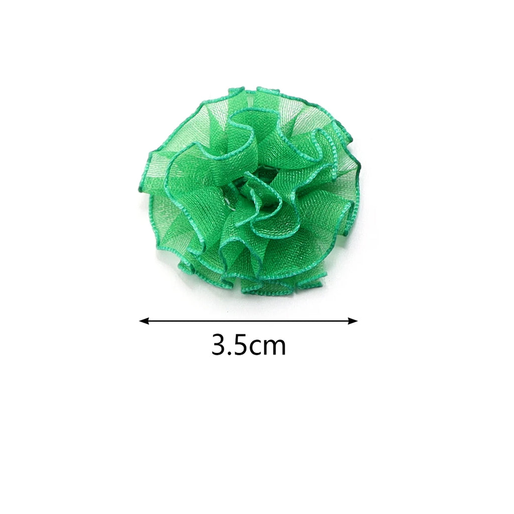 30pcs 3.5cm Organza Carnation Flowers for DIY Hair & Crafts Fabric Flower Embellishments PLUSH