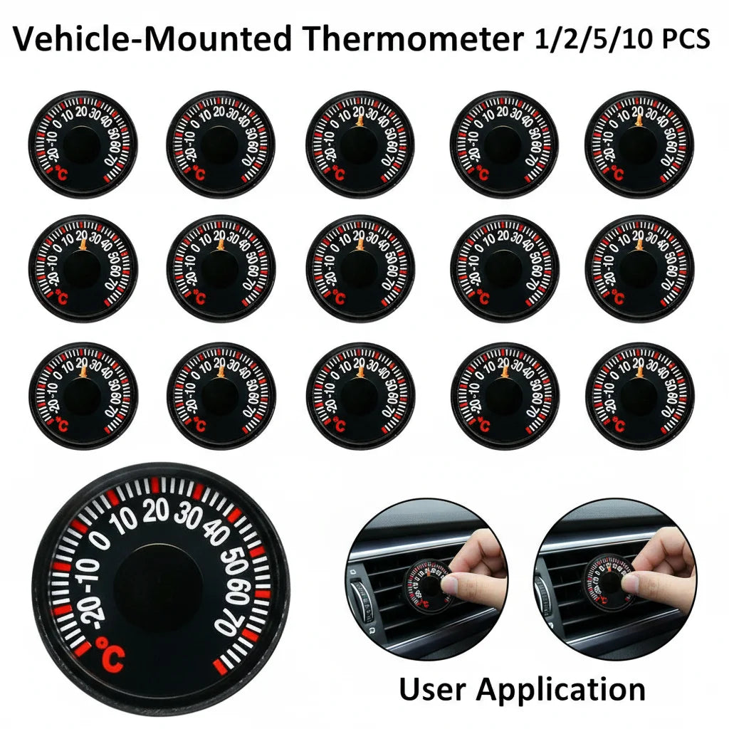 27mm Mini Thermometer for Home, Outdoor & Car – Pack of 1–10 Mini Dial Thermometer PLUSH