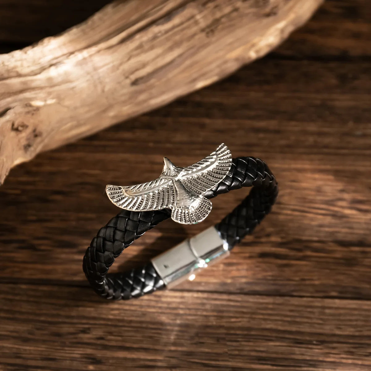 Men's Eagle Leather Charm Bracelet with Magnetic Clasp Charm Bracelet PLUSH