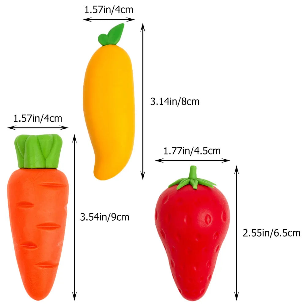 3pcs Kawaii Fruit Mini Erasers – Fun Kids School Supplies Novelty Pencil Erasers PLUSH