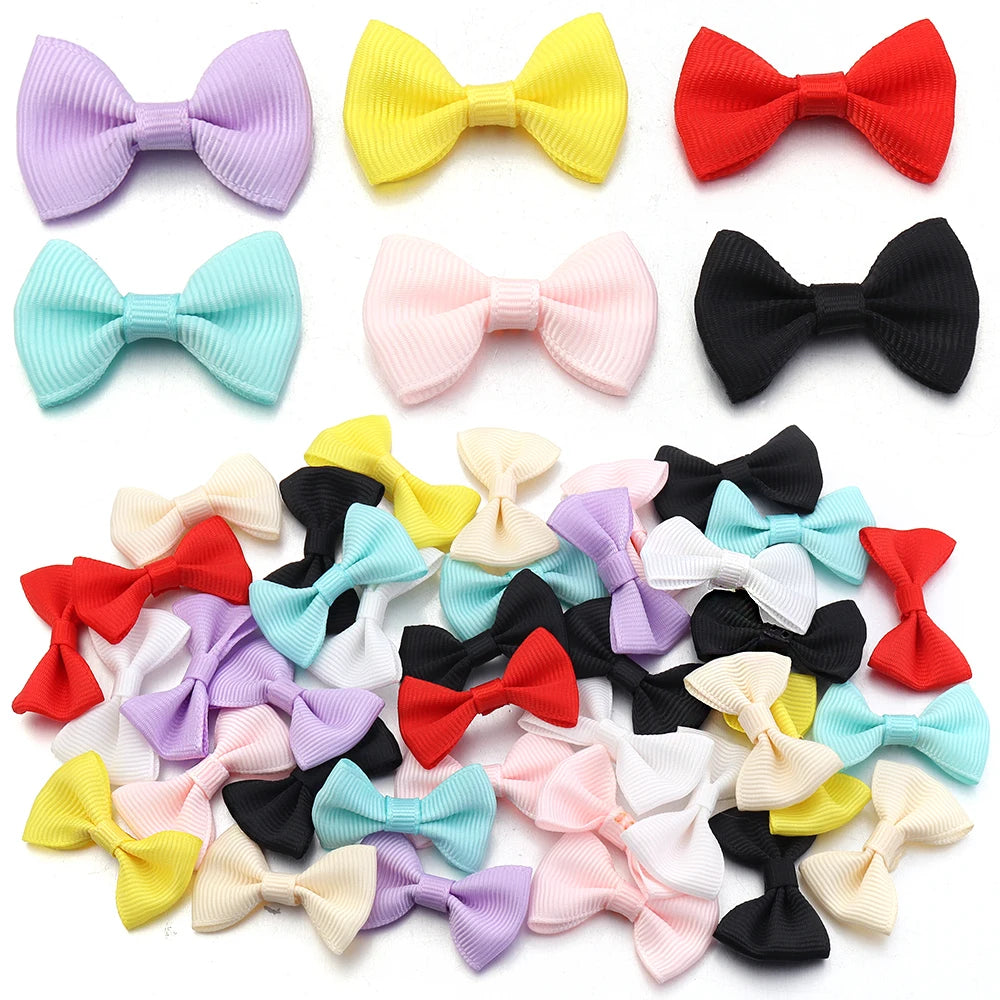 30pcs Mini Satin Ribbon Bows 2.5x4cm – Colorful DIY Craft Bows Ribbon Bows PLUSH