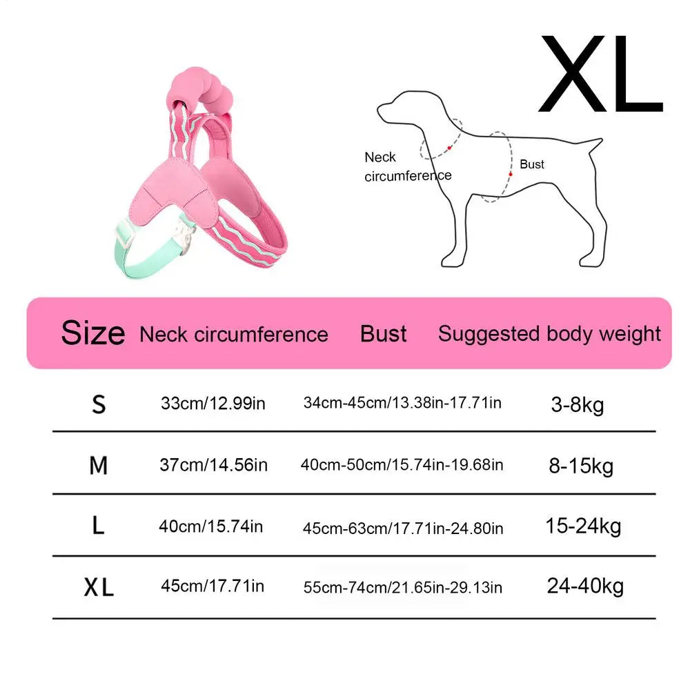 Adjustable Breathable Dog Harness & Leash Set | S–XL Dog Harness Set PLUSH XL Pinks