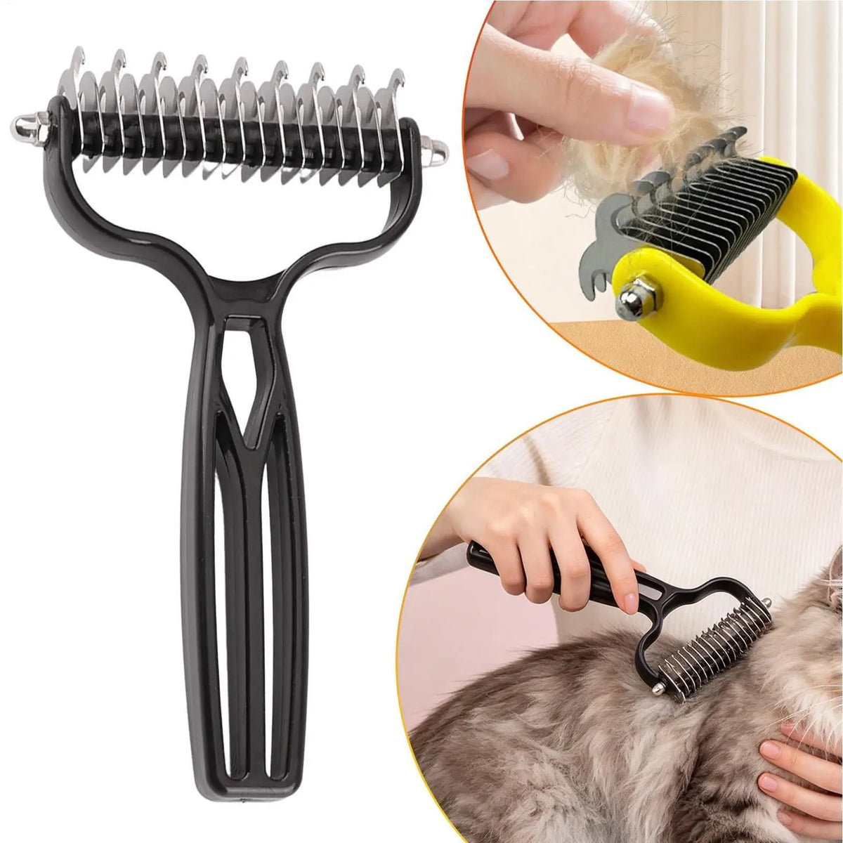 Pet Deshedding Brush – Grooming Rake for Dogs & Cats Pet Grooming Rake PLUSH