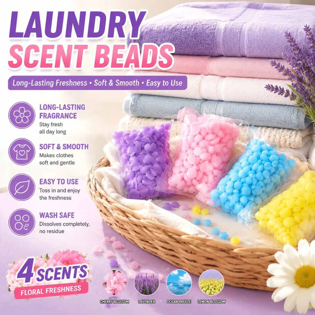 Laundry Scent Beads – Long-Lasting Fabric Softener Pearls Laundry Scent Beads PLUSH