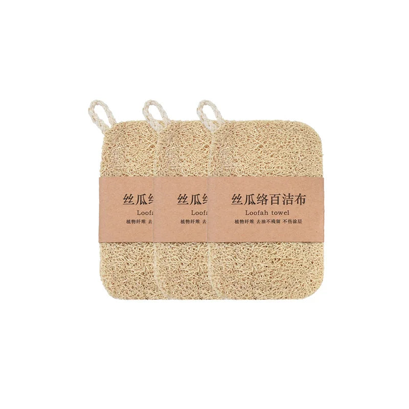 Natural Loofah Dish Scrubber Pad – Reusable Kitchen Cleaner Kitchen Scrubber Pad PLUSH 3pcs