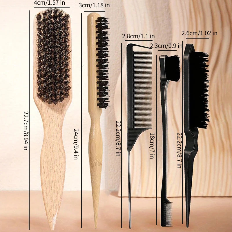Boar Bristle Brush & Comb Set – Detangle & Smooth Hair Hair Brush Comb Set PLUSH