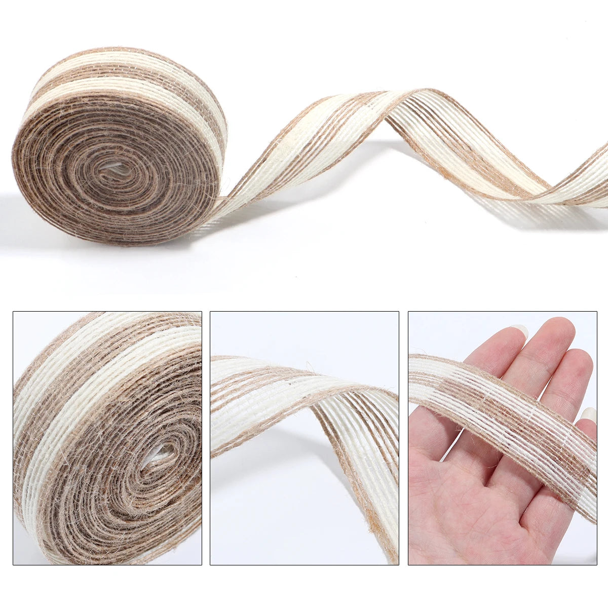 Natural Jute Burlap Ribbon White Edge Twine – 1–10m Cord Burlap Craft Ribbon PLUSH