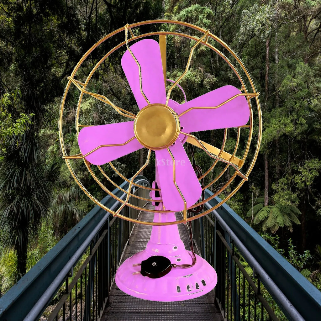 Retro Tinplate Electric Fan Figurine – Hand-Painted Décor Decorative Figurine PLUSH Yellow
