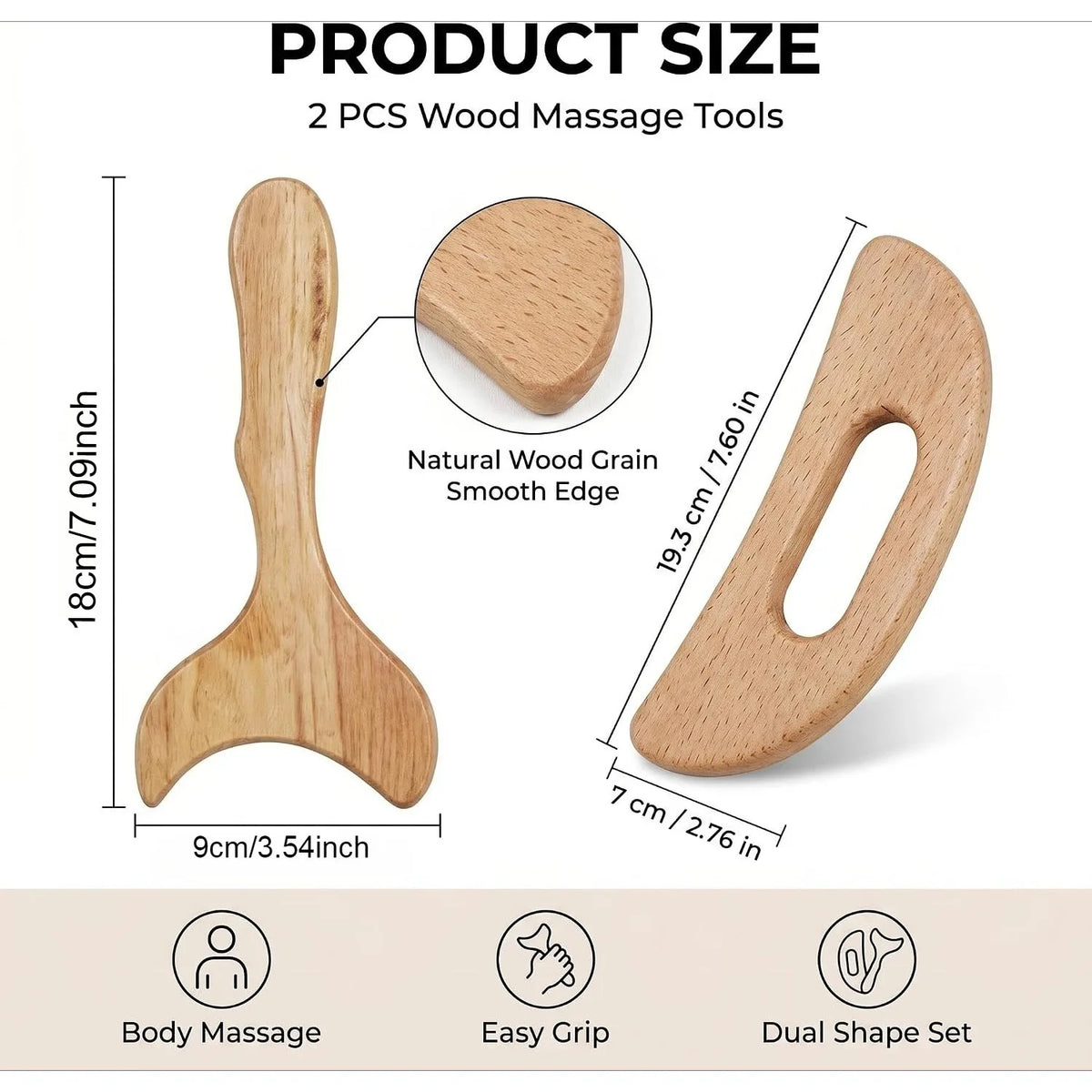 Wooden Gua Sha Body Massage Tool – Y & Moon Shape Scraper Gua Sha Massage Tool PLUSH
