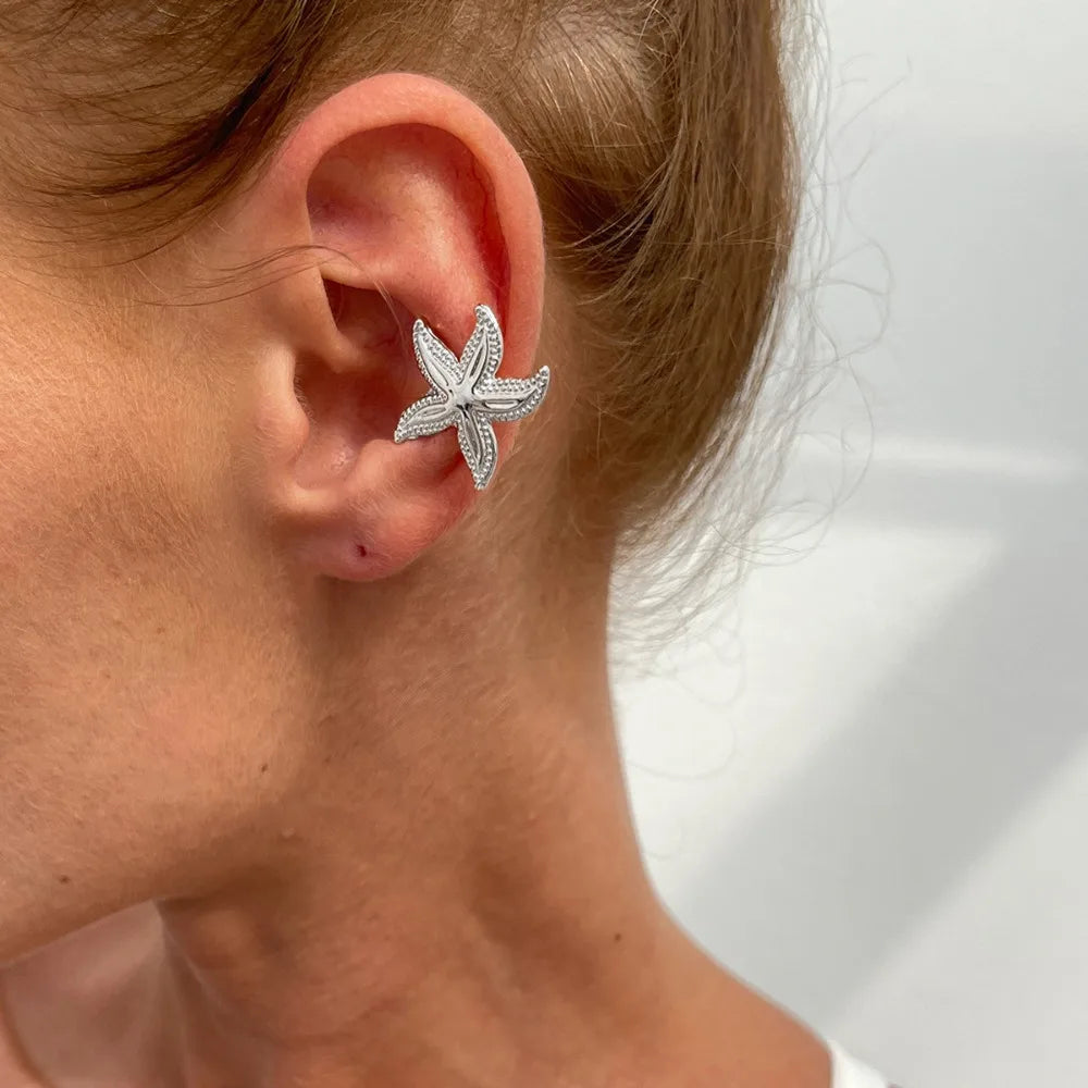 Vintage Flower C-Shape Ear Cuff – Starfish Shell Clip Earring Clip-On Ear Cuff PLUSH Style 9
