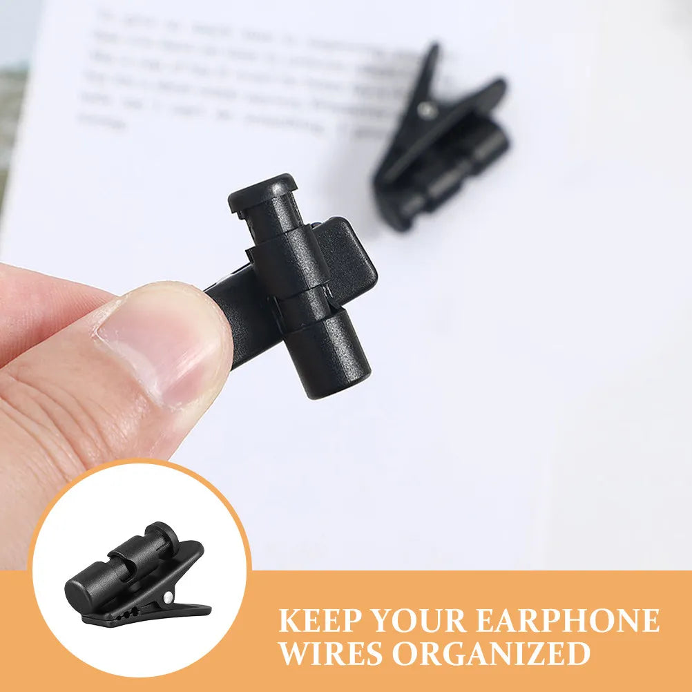 2-Pack Rotating Earphone Cable Clips | Earbud Cord Organizer Earphone Cable Clip PLUSH