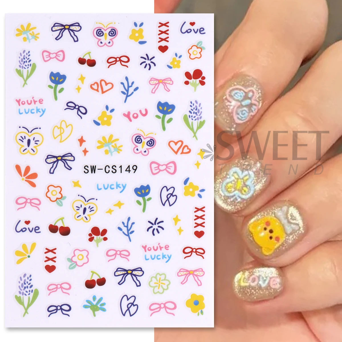 Cartoon Kawaii Nail Stickers – Dinosaur & DIY Decals 2/3pcs Nail Art Stickers PLUSH