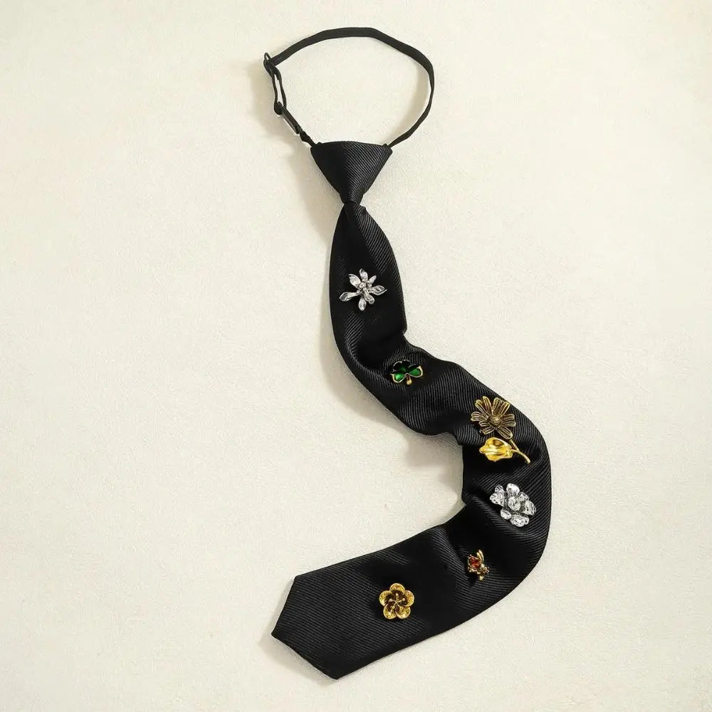 Korean Flower Bee Rhinestone Necktie – Alloy Shirt Tie Decor Rhinestone Necktie PLUSH