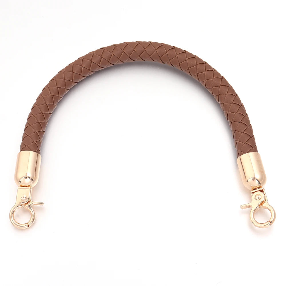 PU Leather Braided Bag Shoulder Strap with Lobster Clasp 30/60cm Bag Replacement Strap PLUSH coffee 30cm