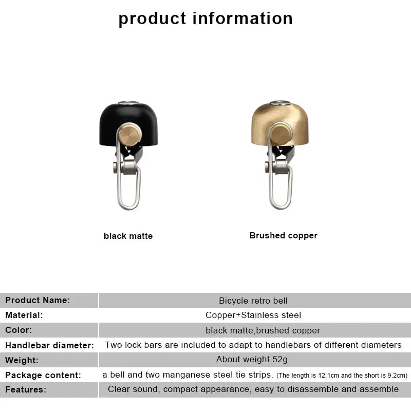 Retro Bicycle Bell – Loud MTB Handlebar Ring Horn | Copper Bicycle Bell PLUSH