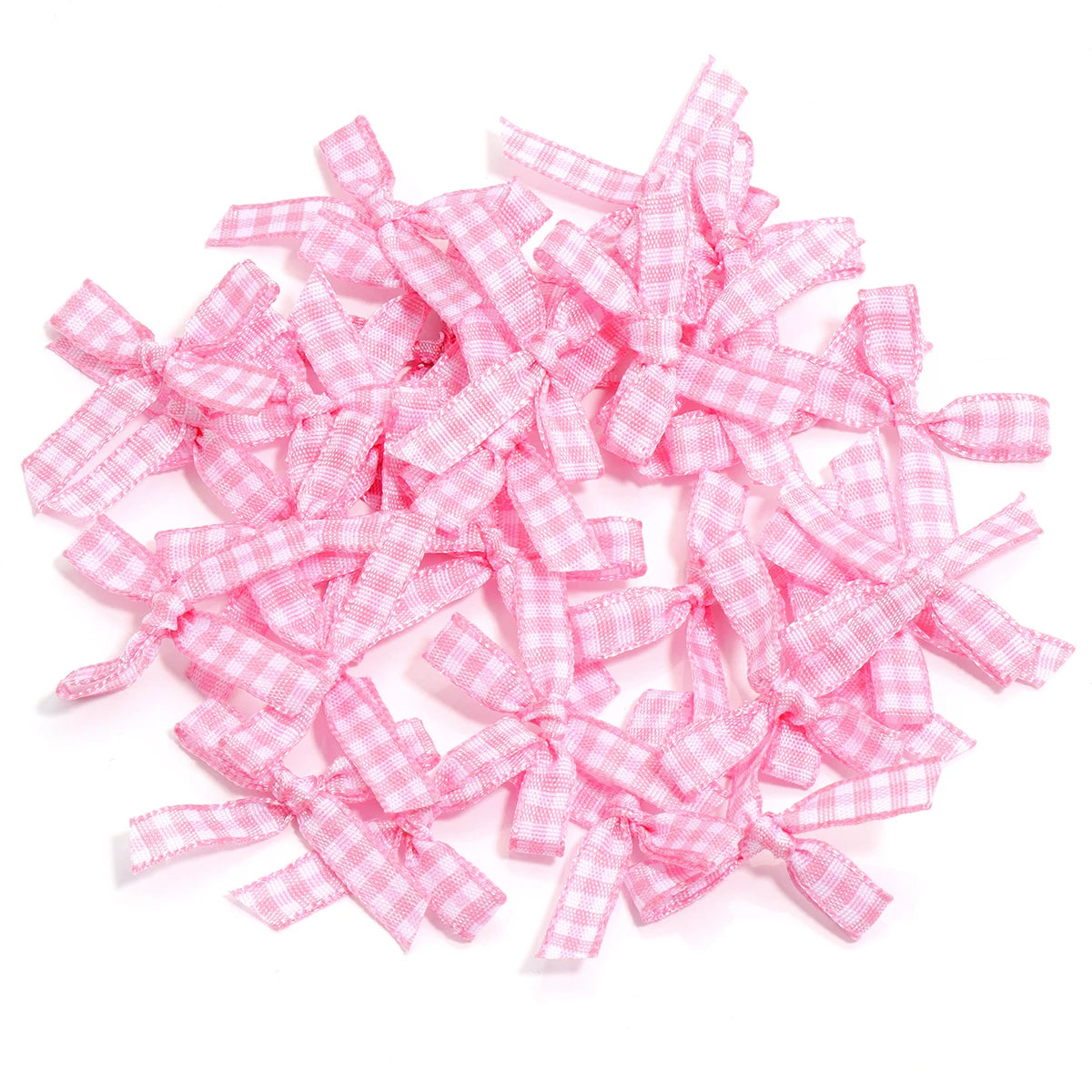 50pcs Scottish Checkered Ribbon Bows – DIY Jewelry & Crafts Ribbon Craft Bows PLUSH Pink 4x2.5cm
