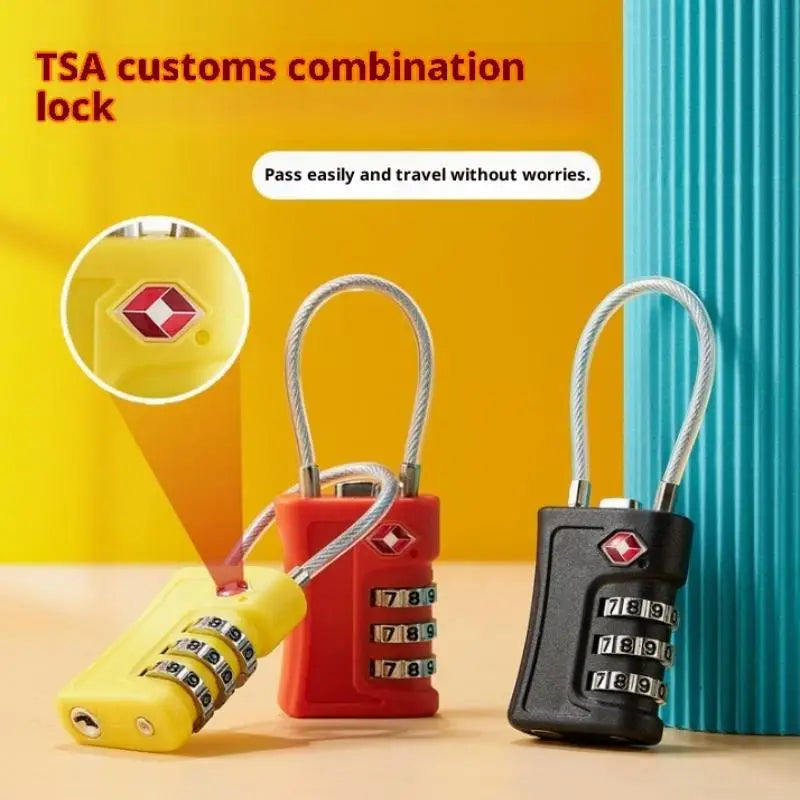 3-Digit Zinc Alloy Travel Customs Lock for Luggage & Backpack Travel Combination Lock PLUSH