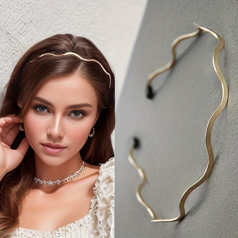 Women's Elegant Wave Hairband – Zinc Alloy Hair Accessory Wave Tiara Hairband PLUSH