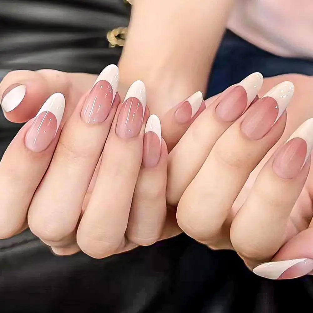 120pcs French Almond Press On Nails – Soft Gel Full Cover Tips Press On Nail Set PLUSH